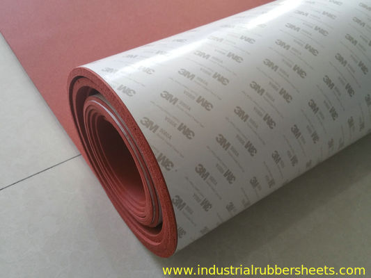 Industrial Grade 100% Virgin Silicone Foam Rubber Sheet with Backing Adhesive 3M Red