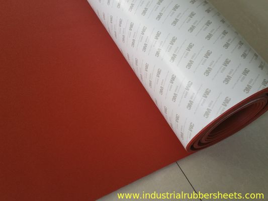 Industrial Grade 100% Virgin Silicone Foam Rubber Sheet with Backing Adhesive 3M Red