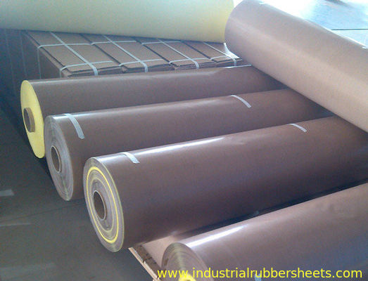 Beige Adhesive PTFE Coated Fiberglass Fabric Smooth Surface Aging Resistance