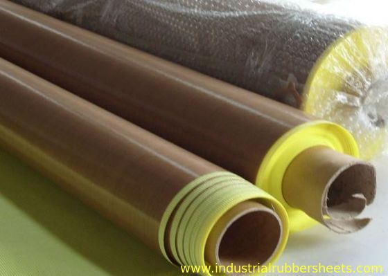 Beige Adhesive PTFE Coated Fiberglass Fabric Smooth Surface Aging Resistance