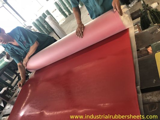 Smooth / Impression Fabric Industrial Rubber Sheet Red Color With Premium Grade