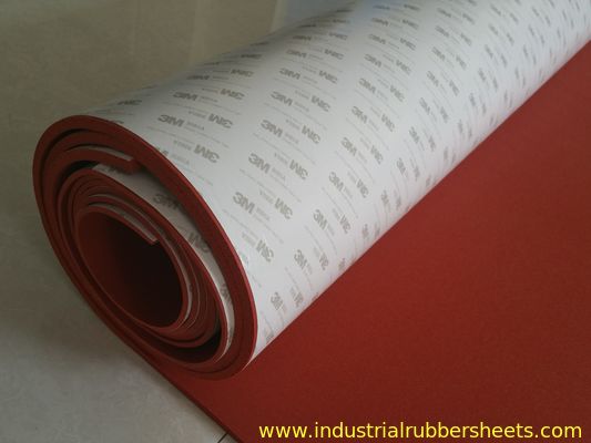 Dark Red Close Cell High Temperature Resistant Silicone Sponge Sheet with 3M Adhesive