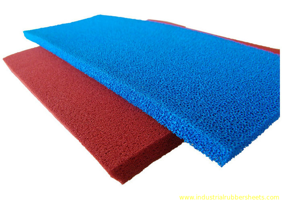 Good Resilience Smooth Open Cell Silicone Foam Rubber Sheet Dalam Warna Biru dan Merah