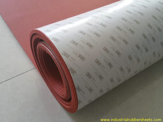 Grade Industri 100% Lembaran Karet Silicone Foam dengan Backing Adhesive 3M Red