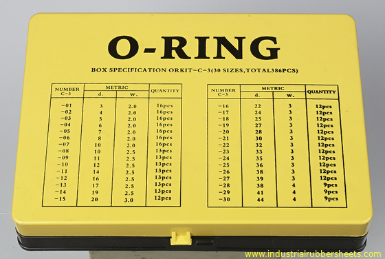 NBR Karet O Ring Kit ISO3601 AS568A DIN3771 JIS B2401 Standar, Warna Kuning dan Merah