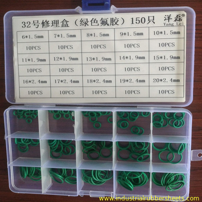 70 Shore A Hardness Silicone Ringers Karet FKM O Ring Kit Warna Hijau