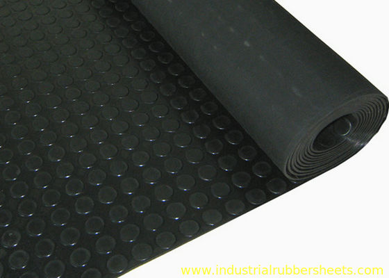 Red Industrial Rubber Sheet with Anti-Slip Round Button and Impression Fabric Bottom Made from Virgin SBR Material