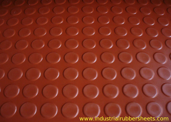Red Industrial Rubber Sheet with Anti-Slip Round Button and Impression Fabric Bottom Made from Virgin SBR Material